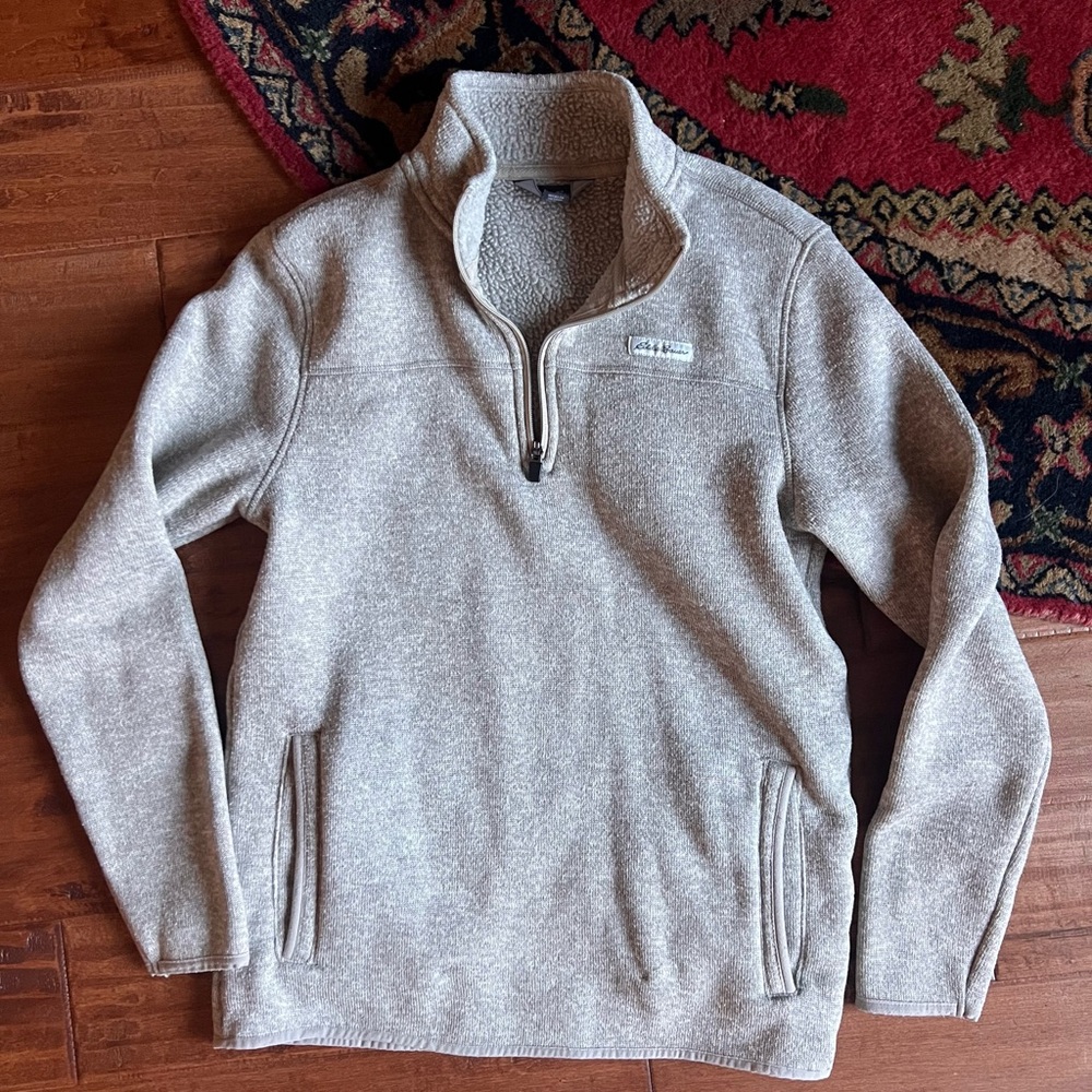 Eddie Bauer Beige Half-Zip Fleece Jacket
